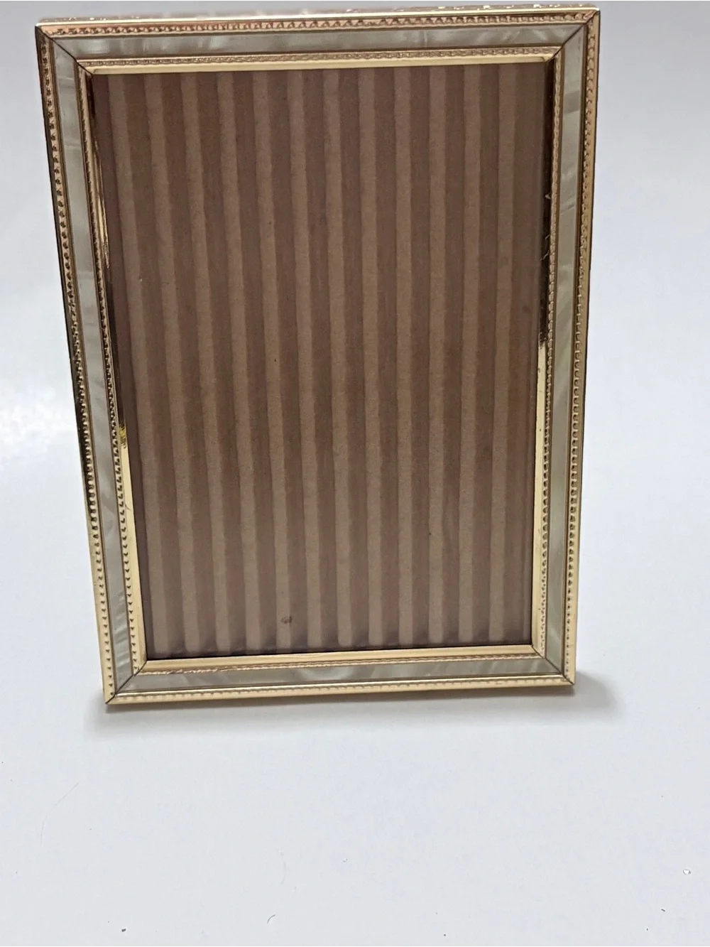VINTAGE Mother of Pearl 5X7 Frame Easel Holographic Stands Metal
